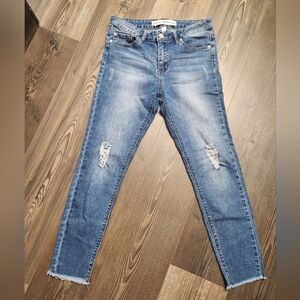 Ashley Mason Destructed Raw Hem Skinny Jeans. Size 7.